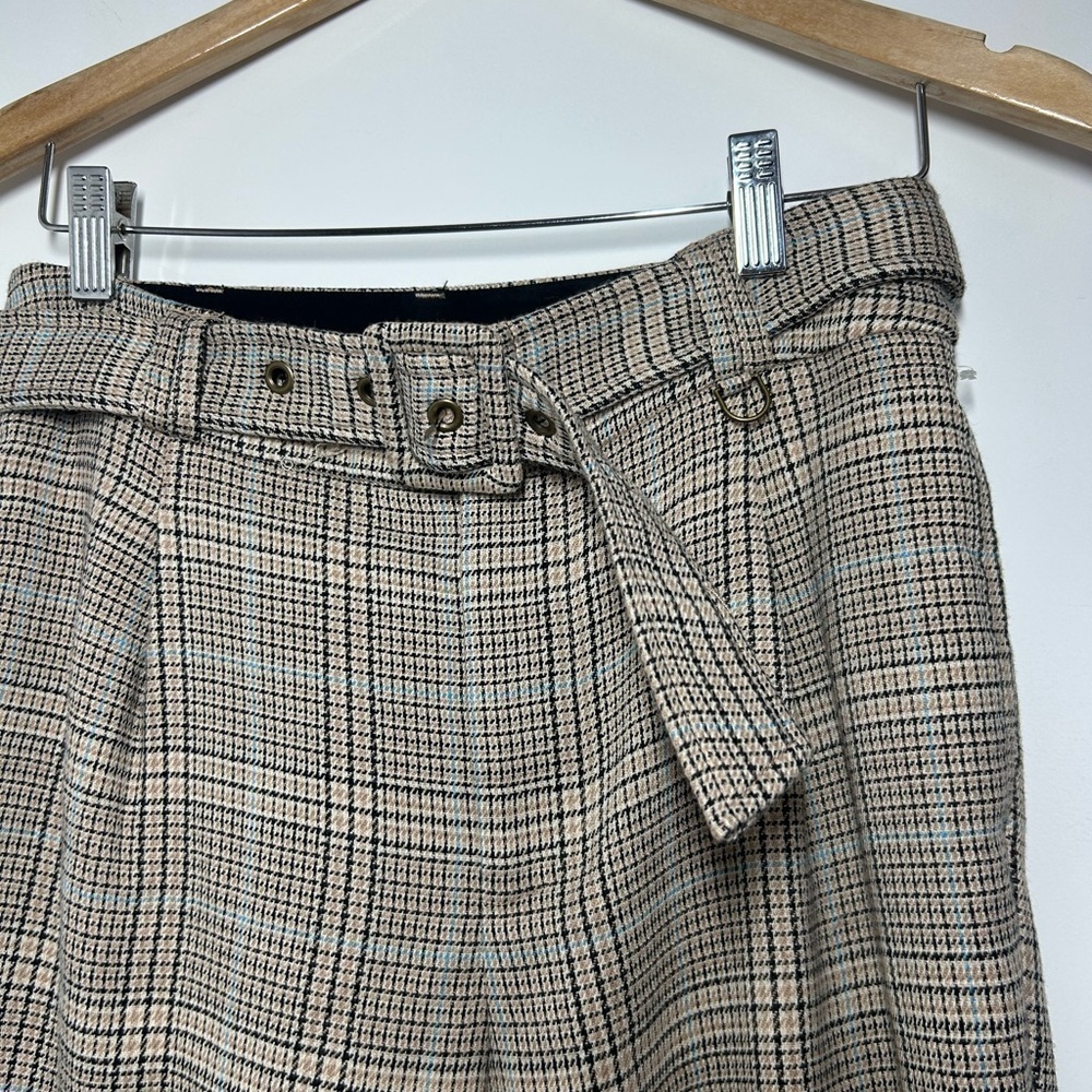 Anthropologie Maeve Boot Tuck Knit Plaid Trouser Pants with Belt size 4 preppy - Picture 9 of 15